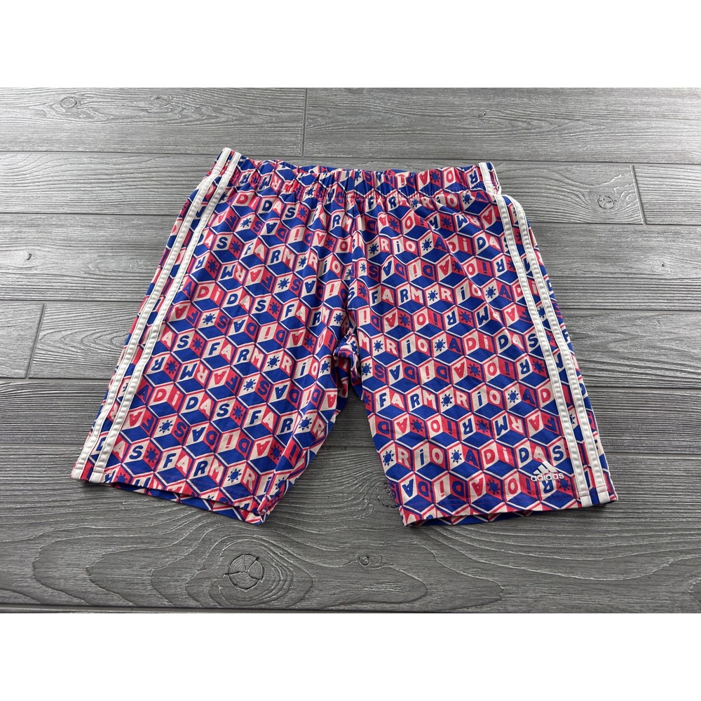 Adidas x Farm Rio Geometric Logo Print Shorts Red White Blue 1X